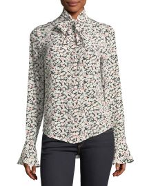 Gamble Printed Tie-Neck Blouse at Neiman Marcus